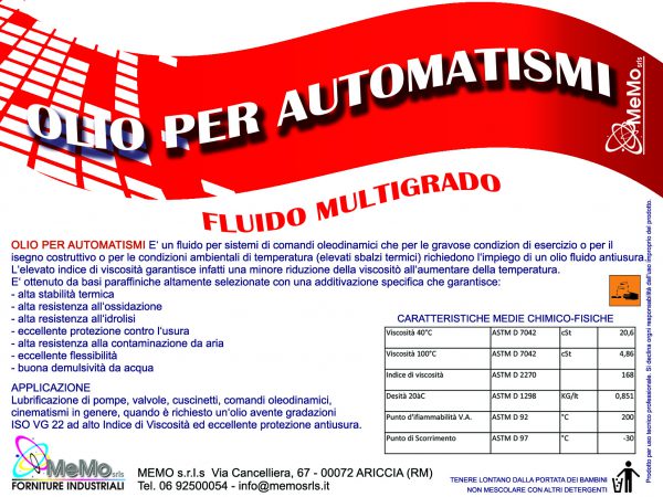 olio per automatismi
