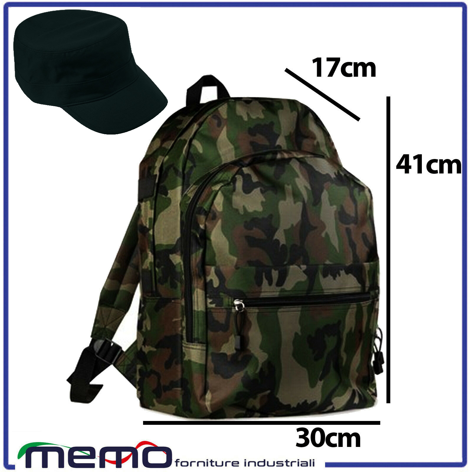 ZAINETTO ZAINO BORSA SOFTAIR MILITARE MIMETICO CAMOUFLAGE MULTITASCHE CAPPELLO abiti da lavoro forniture industriali ariccia roma